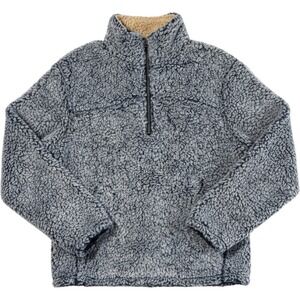 i5 Apparel Womens Blue Sherpa Fleece Quarter Zip Pullover Sweater Size L